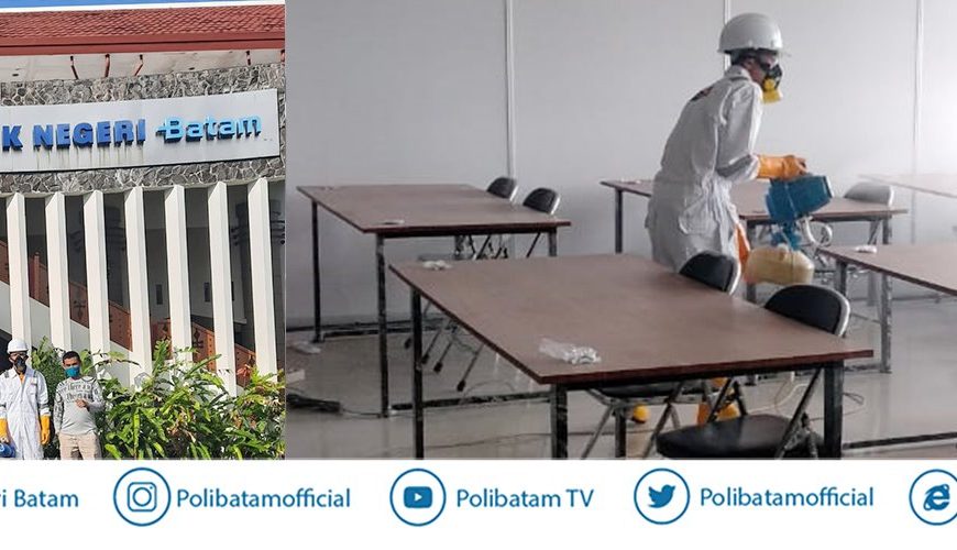 Minimalisir Virus Covid-19, Polibatam Lakukan Penyemprotan Disinfektan di Fasilitas Kampus