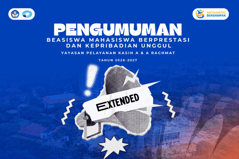 Pendaftaran Beasiswa Mahasiswa Berprestasi dan Berkepribadian Unggul TA 2026/2027 Diperpanjang