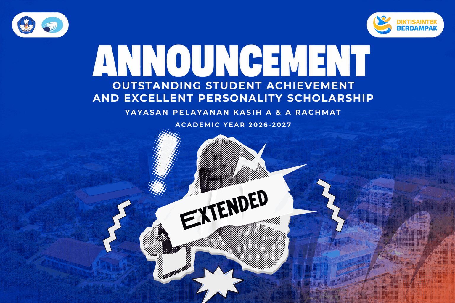 Scholarship Registration for Outstanding Students with Excellent Character for Academic Year 2026/2027 Extended
