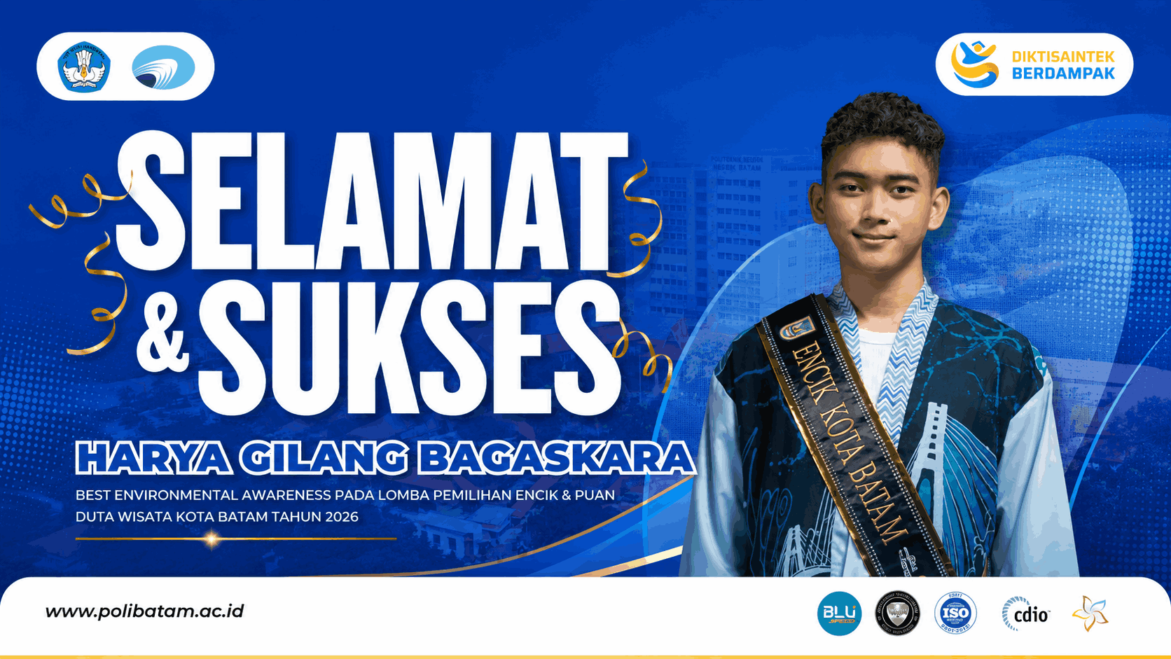 Mahasiswa Polibatam Raih Best Environmental Awareness pada Pemilihan Encik & Puan Duta Wisata Kota Batam 2026