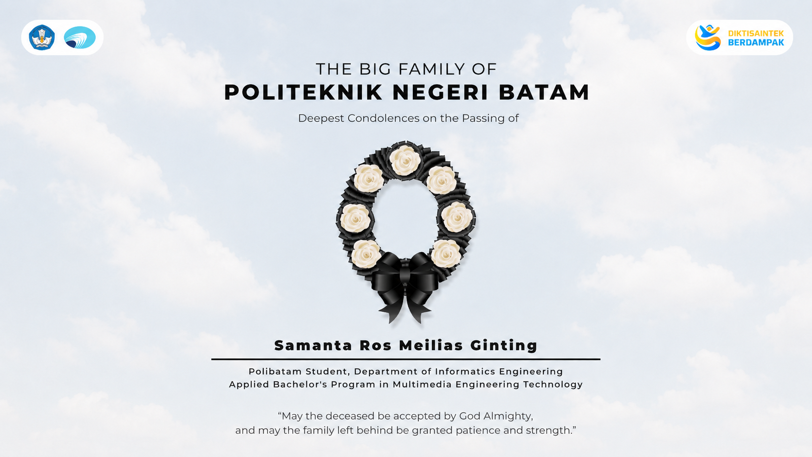 Polibatam Community Mourns the Passing of Samanta Ros Meilias Ginting