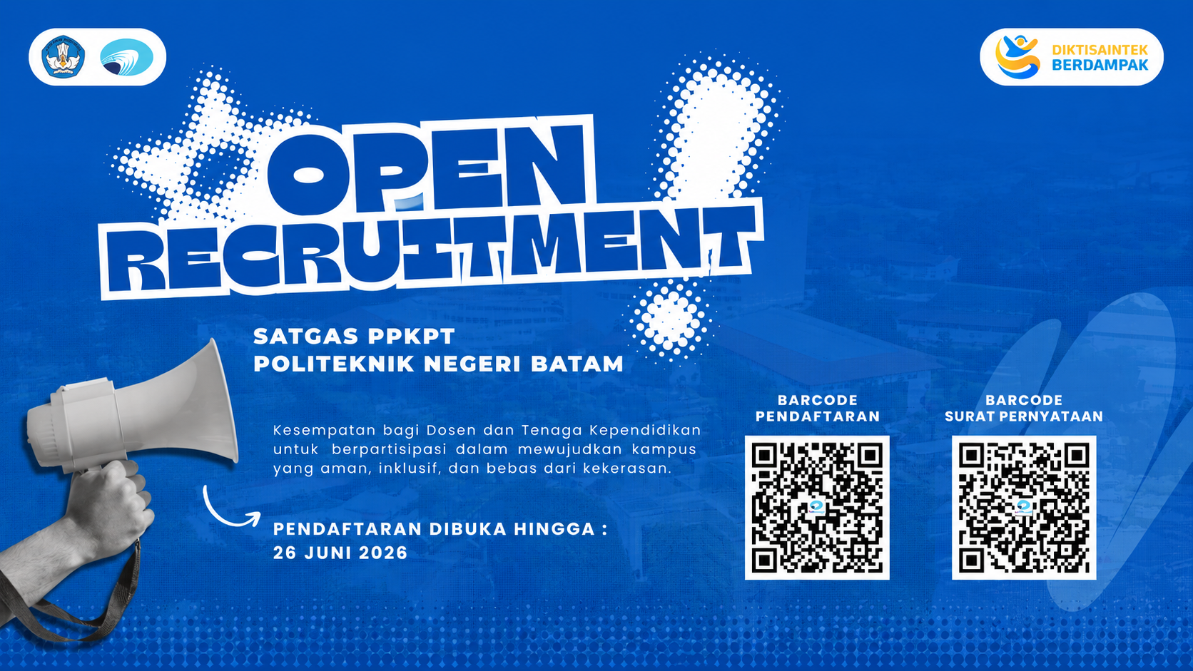 Polibatam Buka Open Recruitment Satgas PPKPT bagi Dosen dan Tenaga Kependidikan