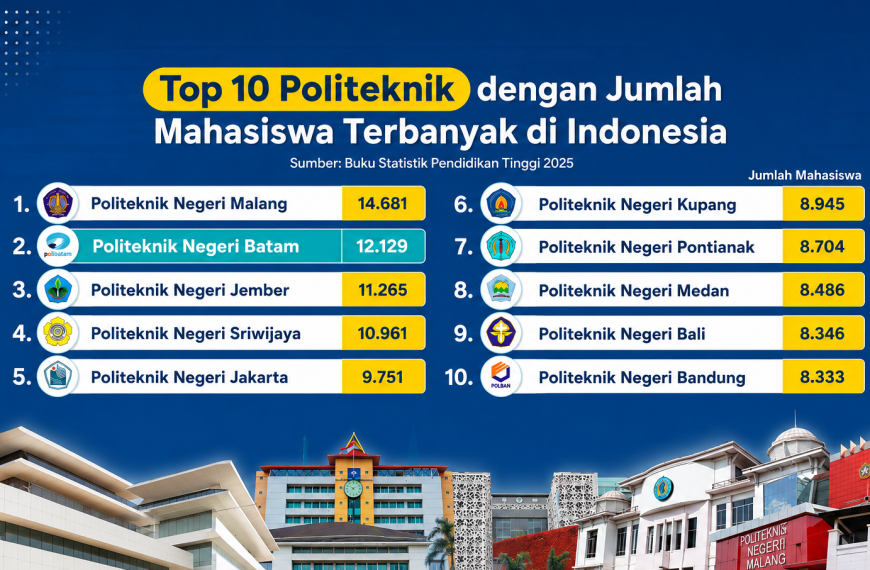 Polibatam Masuk Top 10 Politeknik dengan Jumlah Mahasiswa Terbanyak di Indonesia